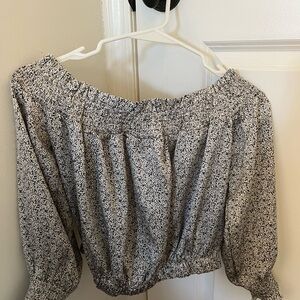 Express Black and White Off-Shoulder Blouse